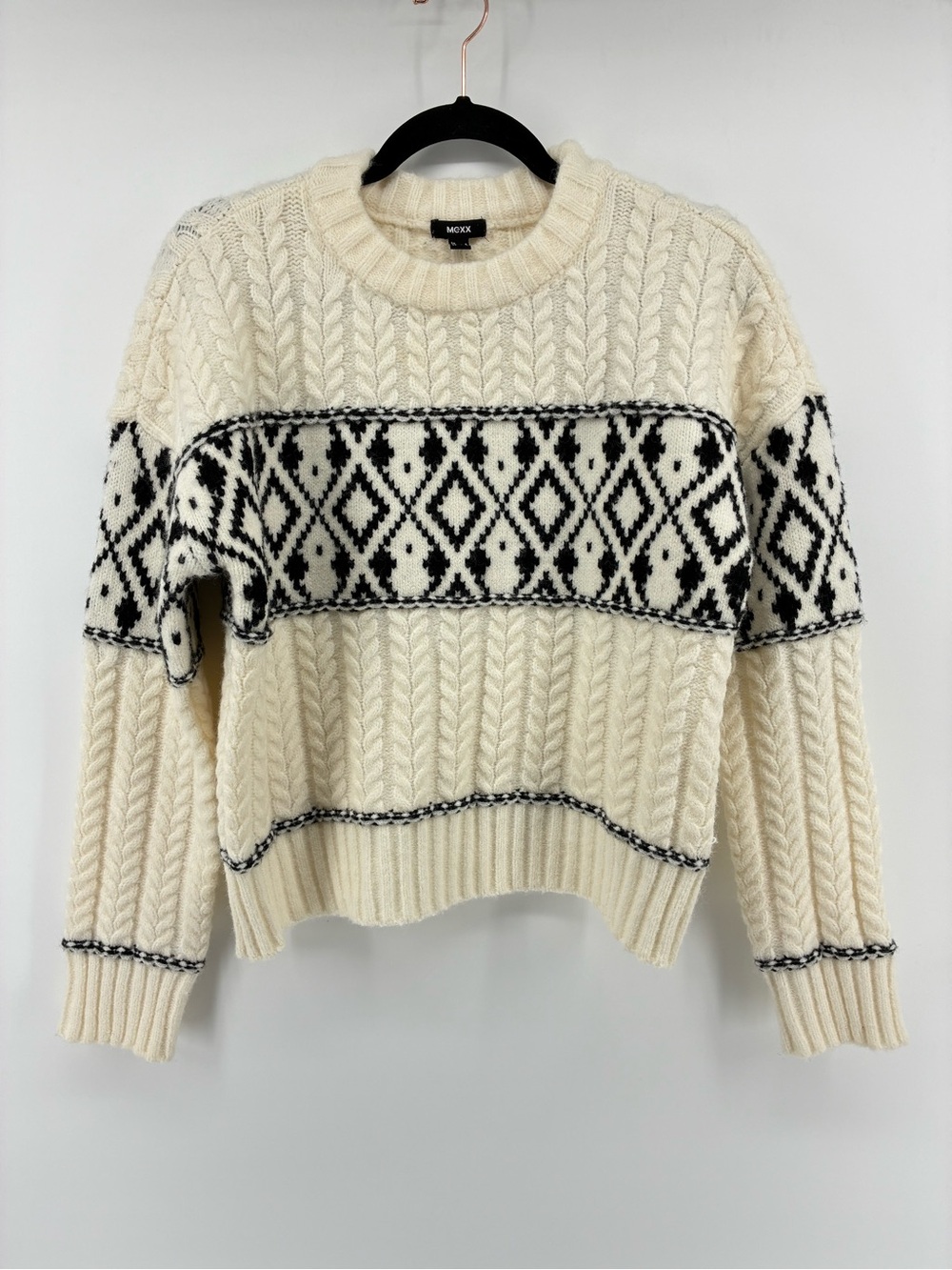 MEXX Cream Cable Knit Fair Isle Sweater